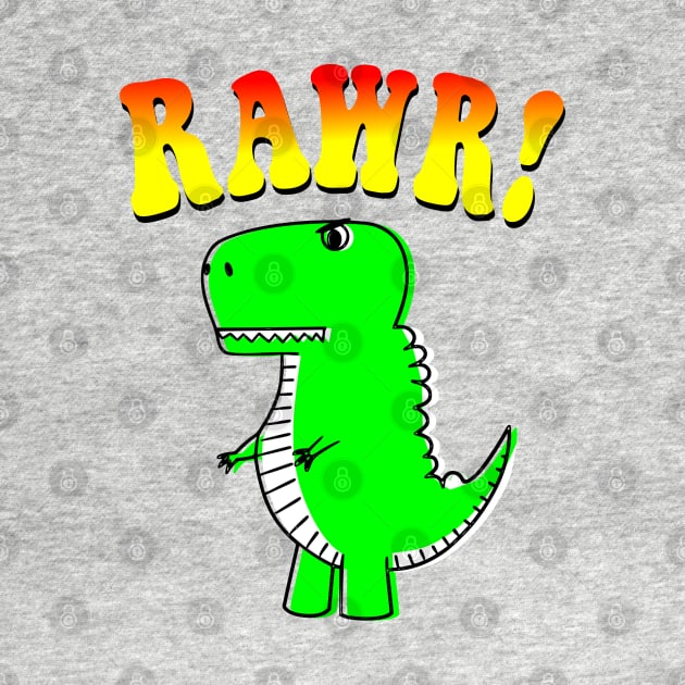 Cute T-Rex Dino Retro Groovy Text by Braznyc